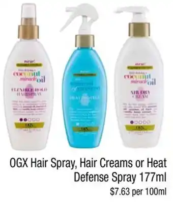 OGX Hair Spray, Hair Creams or Heat Defense Spray 177ml