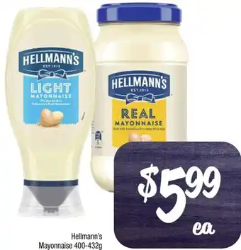 Farmer Jack's Hellmann's Mayonnaise 400-432g offer