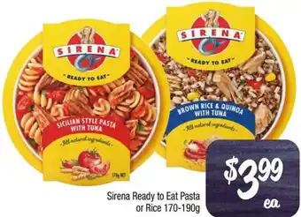 Sirena Ready to Eat Pasta or Rice 170-190g