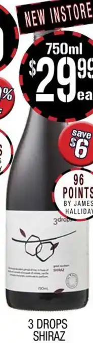Farmer Jack's 3 DROPS SHIRAZ offer