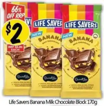 Life Savers Banana Milk Chocolate Block 170g