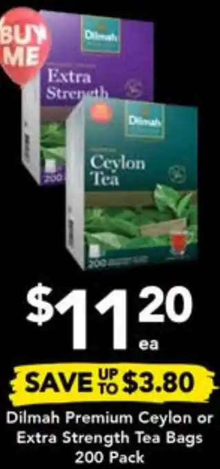 Drakes Dilmah Premium Ceylon or Extra Strength Tea Bags 200 Pack offer