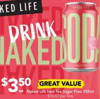 Drakes Naked Life Iced Tea Sugar Free 330ml offer