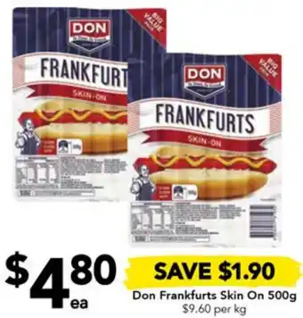 Drakes Don Frankfurts Skin On 500g offer