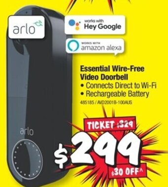 JB Hi-Fi Essential Wire-Free Video Doorbell offer