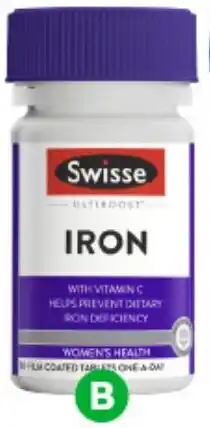 Woolworths Swisse Ultiboost Iron Tablets Pk 30 offer