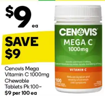 Woolworths Cenovis Mega Vitamin C 1000mg Chewable Tablets Pk 100 offer