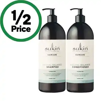 Woolworths Sukin Shampoo or Conditioner 1 Litre offer