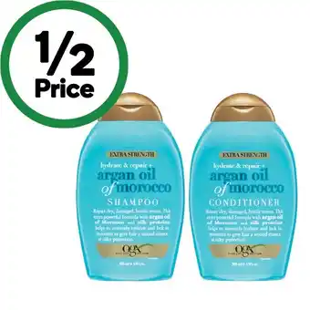 Woolworths OGX Extra Strength Shampoo or Conditioner 385ml offer