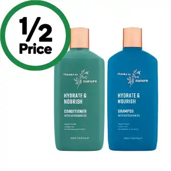 Woolworths Thanks To Nature Shampoo or Conditioner 500ml offer