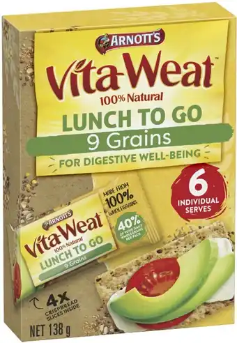 Coles Arnott’s Vita-Weat Lunch To Go Crispbread 138g offer
