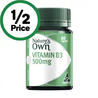 Woolworths Nature’s Own Vitamin B3 500mg Tablets Pk 60 offer