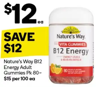 Woolworths Nature’s Way B12 Energy Adult Gummies Pk 80 offer