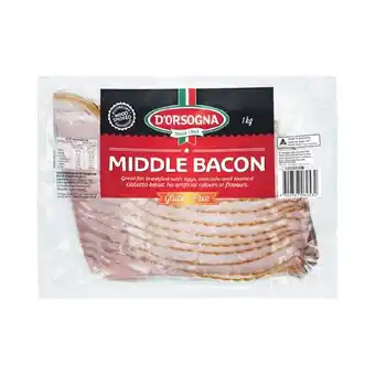 Woolworths D’Orsogna Middle or Shortcut Bacon 1 kg offer