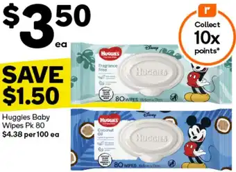 Woolworths Huggies Baby Wipes Pk 80 offer