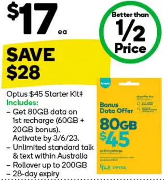 Woolworths Optus $45 Starter Kit offer