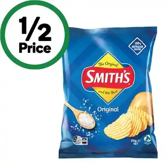 Woolworths Smith’s Crinkle Cut or Double Crunch Chips 150-170g offer