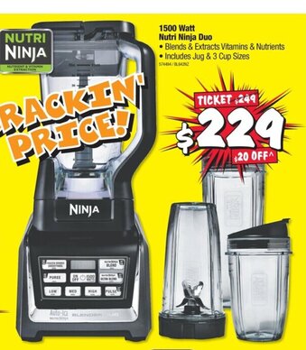 JB Hi-Fi 1500 Watt Nutri Ninja Dou offer