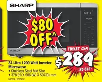 Sharp 34 Litre 1200 Watt Inverter Microwave