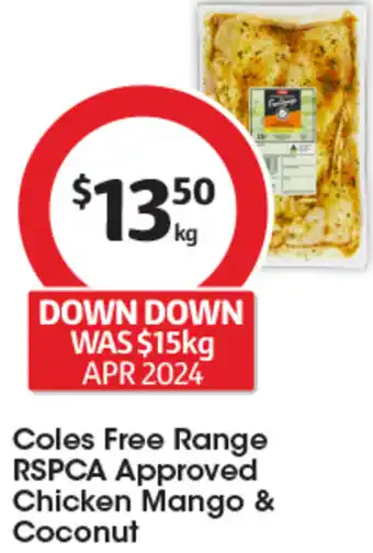 Coles Coles Free Range RSPCA Approved Chicken Mango & Coconut offer