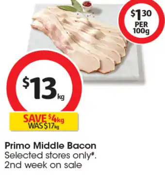 Coles Primo Middle Bacon offer