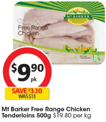 Coles Mt Barker Free Range Chicken Tenderloins 500g offer