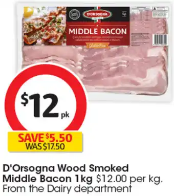 Coles D'Orsogna Wood Smoked Middle Bacon 1kg offer