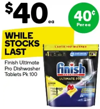 Woolworths Finish Ultimate Pro Dishwasher Tablets Pk 100 offer