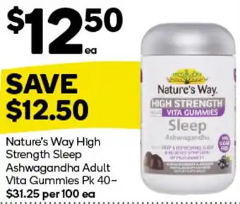 Woolworths Nature's Way High Strength Sleep Ashwagandha Adult Vita Gummies Pk 40 offer