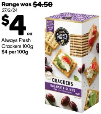 Woolworths Always Fresh Crackers 100g offer