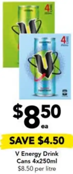 Drakes V Energy Drink Cans 4x250ml offer