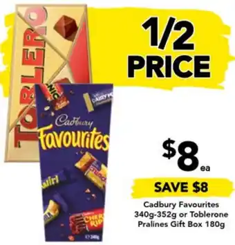 Cadbury Favourites 340g-352g or Toblerone Pralines Gift Box 180g offer ...