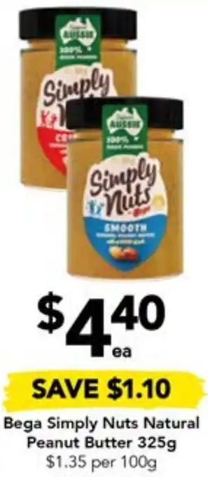 Drakes Bega Simply Nuts Natural Peanut Butter 325g offer