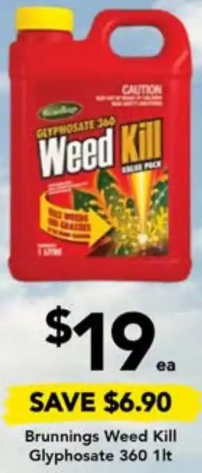 Drakes Brunnings Weed Kill Glyphosate 360 1lt offer