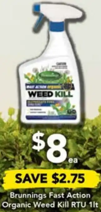Drakes Brunnings Fast Action Organic Weed Kill RTU 1lt offer