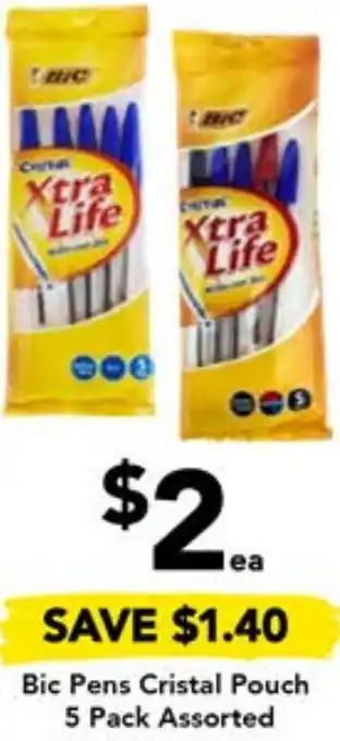 Drakes Bic Pens Cristal Pouch 5 Pack Assorted offer