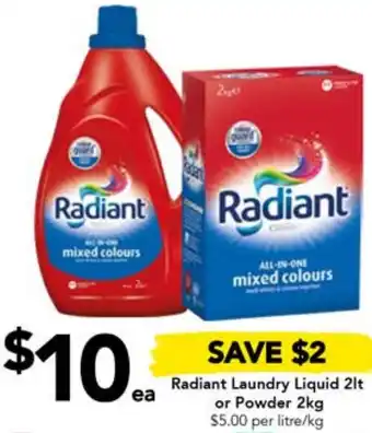 Drakes Radiant Laundry Liquid 2lt or Powder 2kg offer