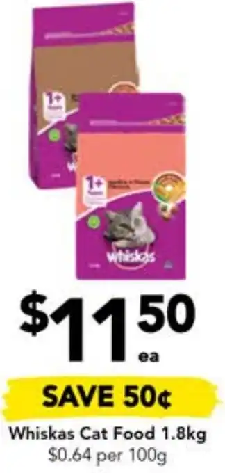 Drakes Whiskas Cat Food 1.8kg offer