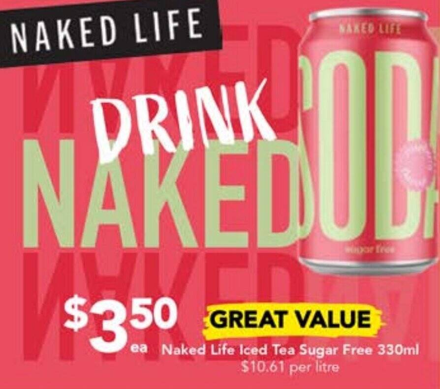 Naked Life Iced Tea Sugar Free 330ml offer at Drakes