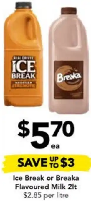 Drakes Ice Break or Breaka Flavoured Milk 2lt offer