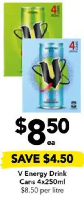 Drakes V Energy Drink Cans 4x250ml offer