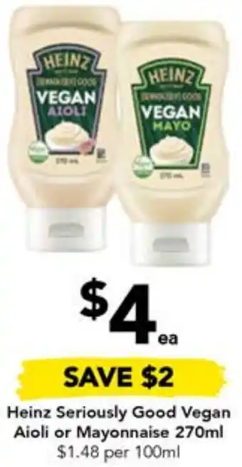Drakes Heinz Seriously Good Vegan Aioli or Mayonnaise 270ml offer
