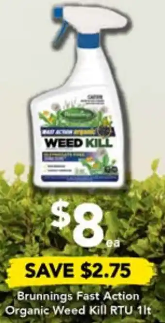 Drakes Brunnings Fast Action Organic Weed Kill RTU 1lt offer