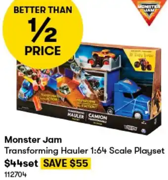 BIG W Monster Jam Transforming Hauler 1:64 Scale Playset offer