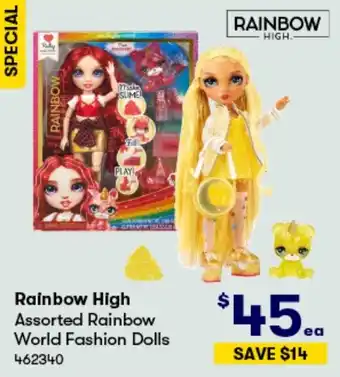 BIG W Rainbow High Assorted Rainbow World Fashion Dolls offer