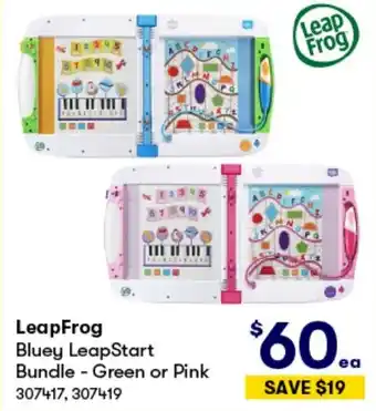 BIG W LeapFrog Bluey LeapStart Bundle -Green or Pink offer