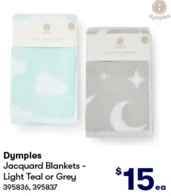 BIG W Dymples Jacquard Blankets - Light Teal or Grey offer