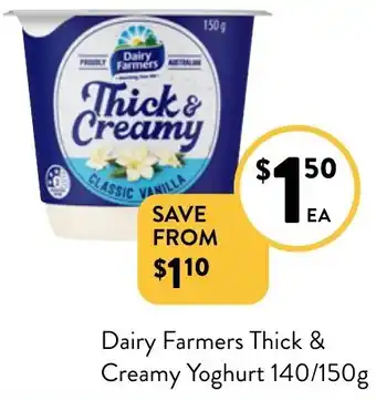 Foodworks Dairy Farmers Thick & Creamy Yoghurt 140/150g offer