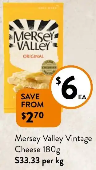 Foodworks Mersey Valley Vintage Cheese 180g offer