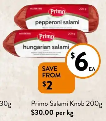 Foodworks Primo Salami Knob 200g offer